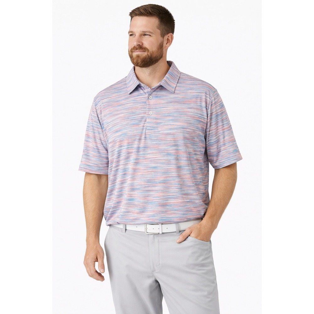 TailorByrd Performance Men's Golf Polo SPF30 Stretch White Pink Aqua